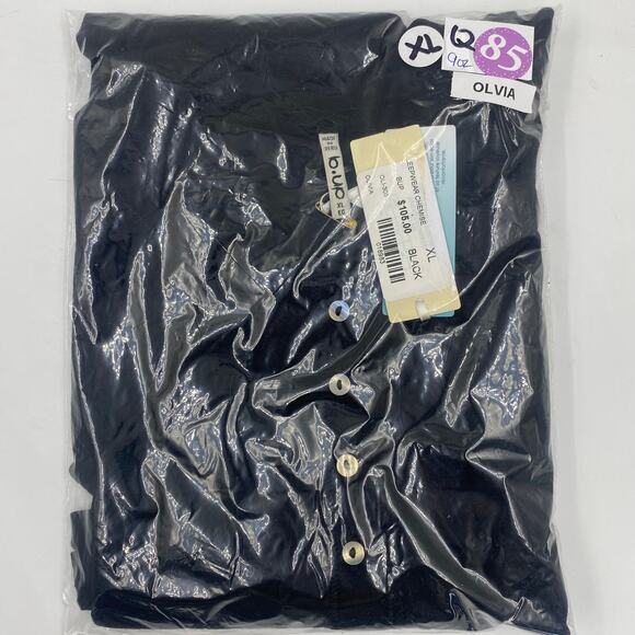 B Up BLACK Olivia Short Sleeve HENLEY LOUNGE Sleep DRESS #OLI-31 Large NEW - Picture 4 of 7